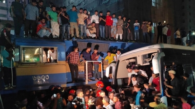 Dhaka rail link disrupted after bus-train collision