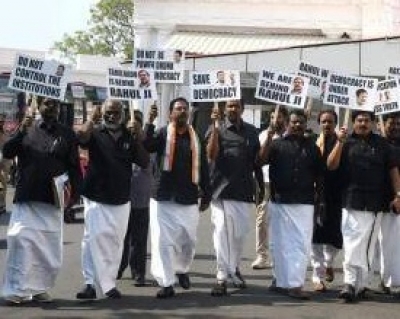 TN Congress MLAs arrive in Assembly wearing black shirts