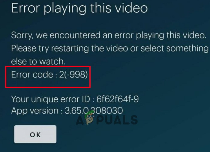 hulu error code 2(-998)